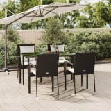 VidaXL Set mobilier de grădină cu perne, 5 piese, negru, poliratan
