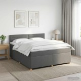 Cumpara ieftin Pat boxspring cu saltea Gri inchis 160 x 200 cm Tesatura