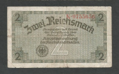 GERMANIA NAZISTA 2 MARCI REICHSMARK 1940 [47] P- 137a , 7 cifre , Litera K foto