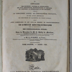 MEMORIAL ENCYCLOPEDIQUE ET PROGRESSIF DES CONNAISANCES HUMAINES, sous la direction de M.C. BAILLY de MERLIEUX , TOME SIXIEME , 1836