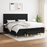 Cumpara ieftin Pat box spring cu saltea, negru, 200x200 cm, textil