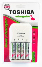 Incarcator + 4 acumulatori AA, 2000 mAh - Toshiba foto