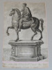 &quot;Statuia ecvestra a lui Marcus Aurelius&quot; gravura veche, Istorice, Cerneala, Altul