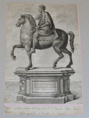 &amp;quot;Statuia ecvestra a lui Marcus Aurelius&amp;quot; gravura veche foto