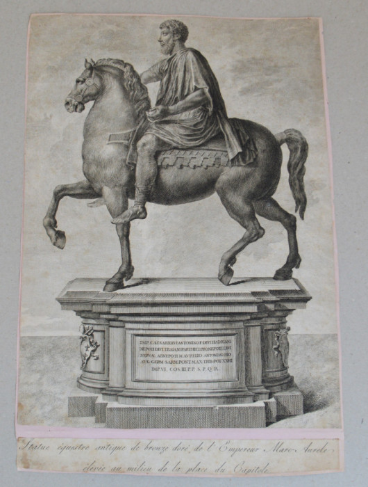 &quot;Statuia ecvestra a lui Marcus Aurelius&quot; gravura veche