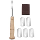 Set 5 Lame Cutit Paine Inox Argintiu, Suport Inclus, Lungime Lama 42mm