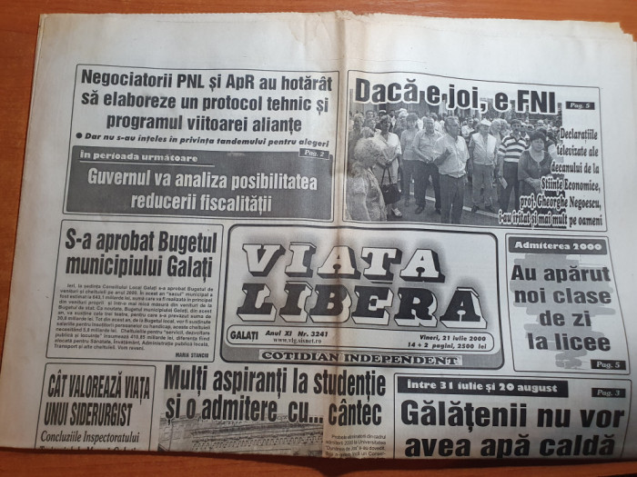 ziarul viata libera galati 21 iulie 2000