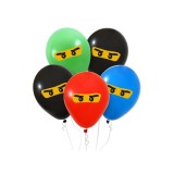 Set 5 baloane Ninja, multicolor, 30 cm