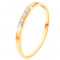 Inel din aur 585 - linie cu patru diamante transparente, brațe subțiri - Marime inel: 62