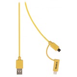 Cablu de incarcare si sincronizare USB 2.0 A tata - micro USB tata cu adaptor lightning 1m galben Valueline