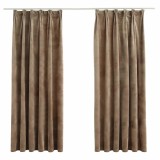 Cumpara ieftin Draperii opace, 2 buc., bej, 140x175 cm, catifea, cu carlige