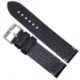 Curea ceas piele neagra 22mm, fara cusatura, textura bizonata, WZ791