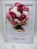 Rama A4 cu decorațiune de flori de săpun și text &quot;Te iubesc mama&quot;, Simple