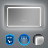 Oglinda de baie Leziter LED 100x60 cm, touch dimabila, lumina rece 6000K, IP44
