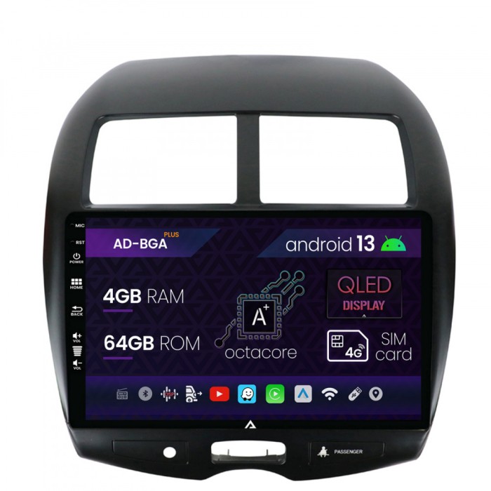 Navigatie Mitsubishi ASX Peugeot 4008 (2010-2018), Android 13, A-Octacore 4GB RAM + 64GB ROM, 10.1 Inch - AD-BGA10004+AD-BGRKIT267