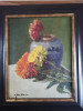 Tablou C-tin Isachie Popescu ,&quot;Crizanteme&quot;,40x30 cm,ulei/panza,semnat,inramat, Flori, Realism