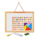 Tabla scolara cu 2 fete, de scris si desenat, rama din lemn,44x33 cm