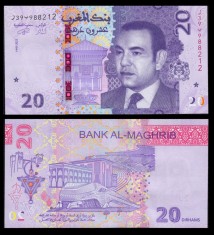 MAROC █ bancnota █ 20 Dirhams █ 2023 █ P-79 █ UNC █ necirculata foto