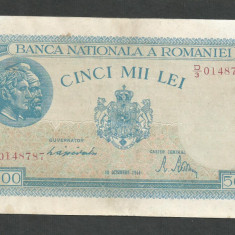 ROMANIA 5000 5.000 LEI 10 Octombrie 1944 [18] filigran bnr orizontal , VF