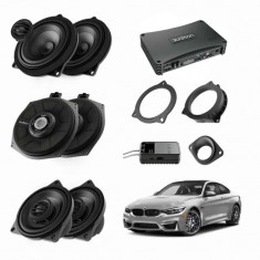 Pachet sistem audio Plug&amp;Play Audison dedicat BMW K4E X4M A4E + Amplificator AP F8.9bit 1040W + Conectica dedicata