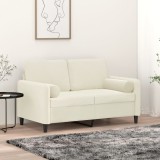 vidaXL Perne decorative, 2 buc., crem, &Oslash;15x50 cm, catifea
