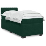 vidaXL Pat box spring cu saltea, verde &icirc;nchis, 90x190 cm, catifea 3286195