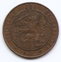 Olanda 2&amp;frac12; Cents 1903 - Wilhelmina, Bronz, 23.5 mm KM-134 foto