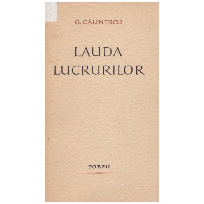 G. Calinescu - Lauda lucrurilor - poezii - 130284