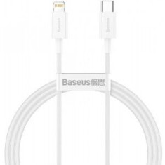 Cablu alimentare si date Baseus Superior, Fast Charging Data Cable pt. smartphone, USB Type-C la Lightning Iphone PD 20W, 1m, alb