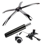 Cumpara ieftin Set placuta balans metalica 25 x 15 cm, baza 60 cm, rolă universala cauciuc si cilindru piston, gaz, pentru scaune birou, negru, 35 cm