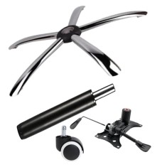 Set placuta balans metalica 25 x 15 cm, baza 60 cm, rolă universala cauciuc si cilindru piston, gaz, pentru scaune birou, negru, 35 cm