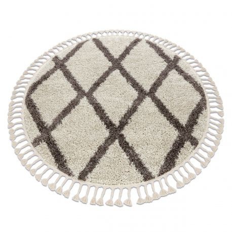 Covor Berber TROIK cerc cremă Franjuri shaggy, cerc 120 cm