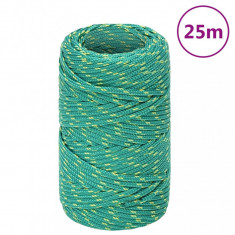 vidaXL Frânghie de barcă, verde, 2 mm, 25 m, polipropilenă