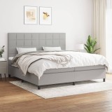 Cumpara ieftin Pat box spring cu saltea, gri deschis, 200x200 cm, textil