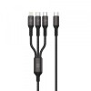 Cablu Incarcare USB-A - Lightning / 2 x USB-C Forever 3in1, 60W, 1.2m, Negru, Apple