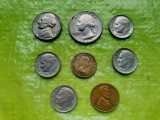H177-Lot 26 monede vechi colectie Europa si America. USA 1964-1969 7 BUCATI+ 1 Canada+ 14 Yugoslavia+ 4 Austria+ 1 Romania.