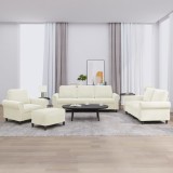 vidaXL Set de canapele cu perne, 4 piese, crem, catifea 3202188
