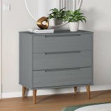 Dulap cu sertare &bdquo;MOLDE&rdquo;, gri, 80x40x80 cm, lemn masiv de pin