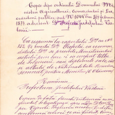 HST A213 Copie legalizată de epocă 1877 inginer-șef al județului Vaslui