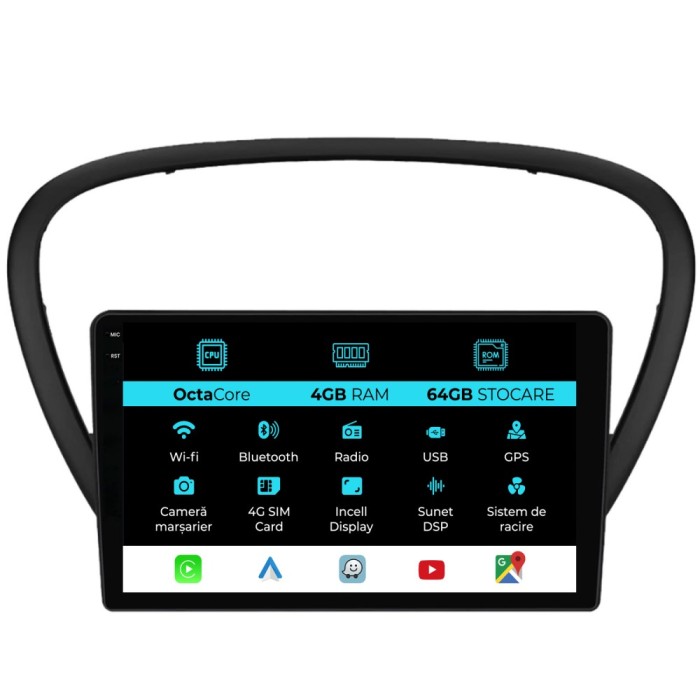 Navigatie Dedicata Peugeot 607 (2004-2011), 9Inch, 4Gb Ram, 64Gb Stocare, Carplay