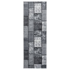 Covor traversă, gri cu dreptunghiuri, 100x300 cm, BCF