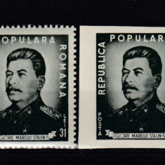 ROMANIA 1949 LP 259 LP 259 a I. V. STALIN DANTELAT+NEDANTELAT PERECHE SERII MNH