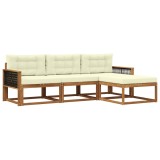 vidaXL Set de canapele de exterior cu pernă 4 pcs Natural și Crem 3382463