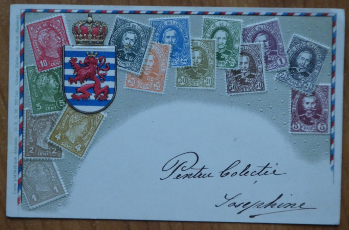 Uniunea Postala Universala , Luxemburg , circulata in Bucuresti , embosata ,1905