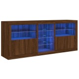 Servanta cu lumini LED, stejar maro, 181,5x37x67 cm