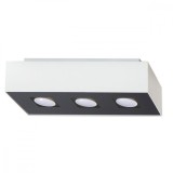 Lampă De Tavan Mono Alb-Negru Oțel 3 Becuri Dreptunghiulare Minimaliste De Interior