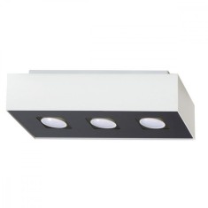 Lampă De Tavan Mono Alb-Negru Oțel 3 Becuri Dreptunghiulare Minimaliste De Interior