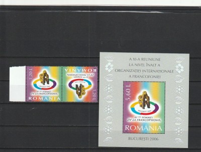 ROMANIA 2006 LP 1740 LP 1741 FRANCOFONIA SERIE TETE-BECHE + COLITA MNH NESTAMP foto