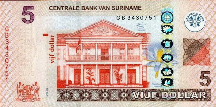 Bancnota Suriname 5 Dolari 2012 - P162b UNC