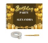 Set Album foto / GuestBook pentru aniversare sau majorat, model 4, personalizabil, A4 landscape, pix si dubluadeziv inclus, 3 piese, accesoriu nunta